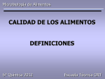 calidad de los alimentos definiciones