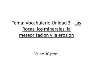 Vocabulario Unidad 3: Las Rocas, los minerales, la meteorización y