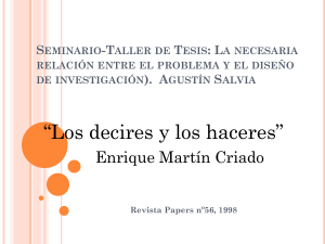 Seminario-Taller de Tesis: La necesaria relación entre el problema