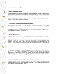 Actividades sugeridas del programa 1. Detectar errores en el