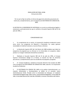 Resolución Rectoral 32396 - Universidad de Antioquia