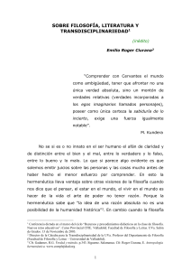 SOBRE FILOSOFÍA, LITERATURA Y TRANSDISCIPLINARIEDAD