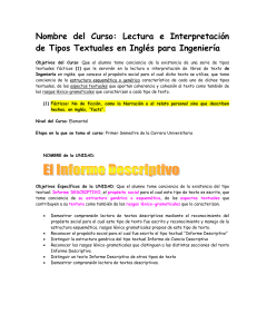 Tema 4: Aspectos Léxico-gramaticales del texto Descriptivo
