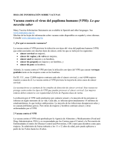 Vacuna contra el virus del papiloma humano (VPH): Lo que