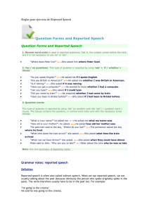 Reglas para ejercicio de Reported Speech