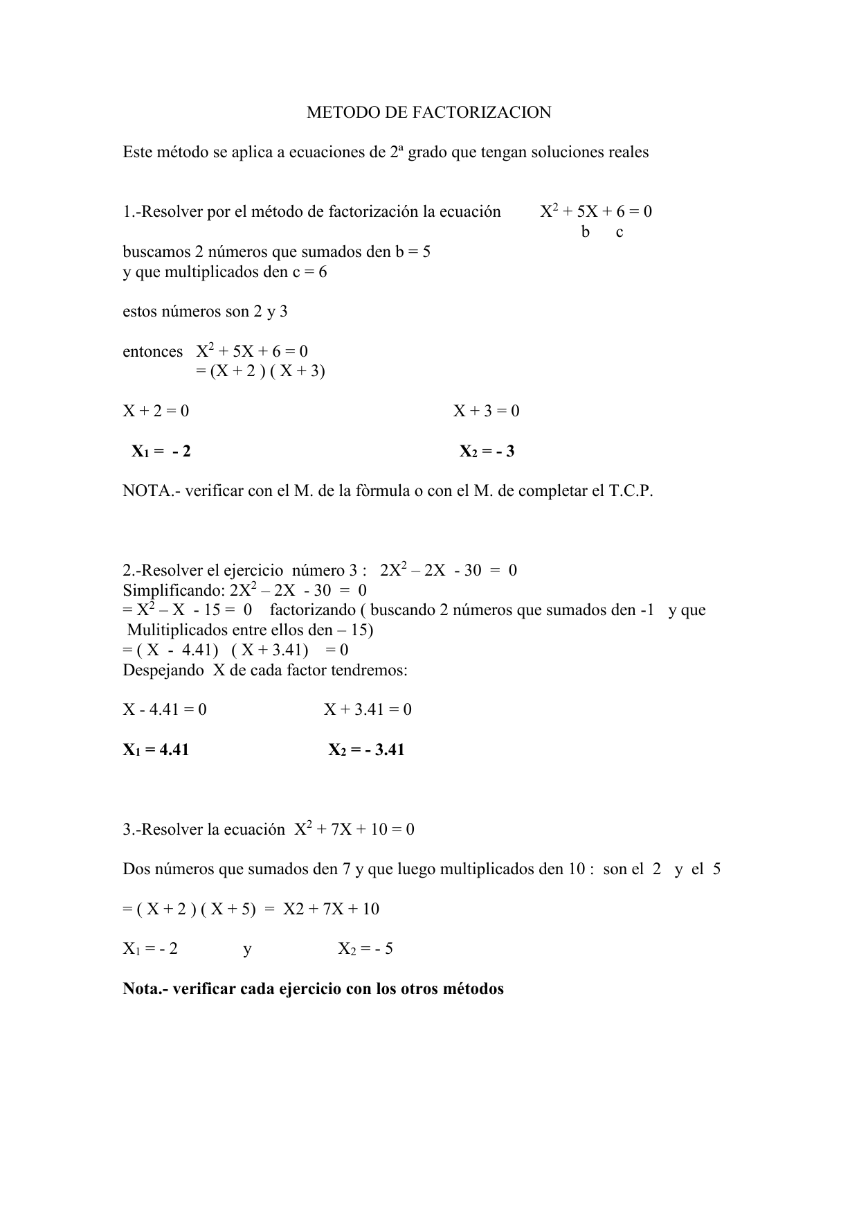 Metodo De Factorizacion