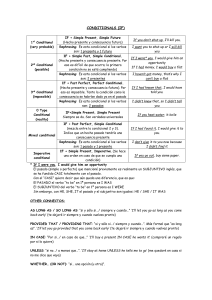 CONDITIONALS (IF) 1st Conditional (very probable) IF + Simple