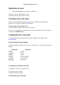 VERBOS MODALES II Significado de must Must significa deber en