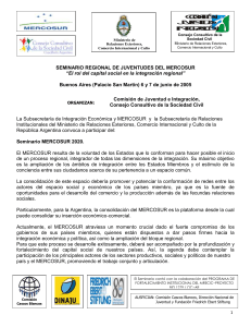 Programa seminario juventud en Mercosur /Junio