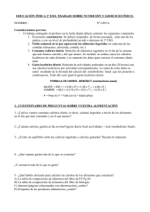 cuestionario de preguntas sobre vuestra alimentación