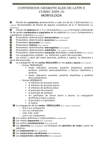 CONTENIDOS GRAMATICALES DE LATÍN II