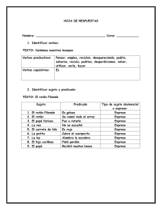HOJA DE RESPUESTAS Nombre: Curso: ______ Identificar verbos