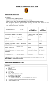 Listado de materiales 7° básico 2014 Departamento de Lenguaje