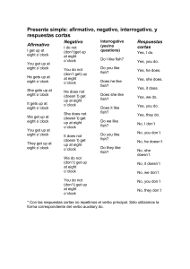 Presente simple: afirmativo, negativo, interrogativo, y