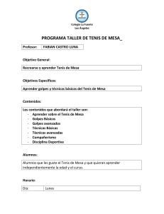 Programa de Taller Extraprogramático TENIS DE MESA