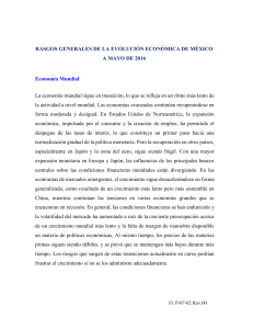 Rasgos Generales de la evolución Económica de México a mayo de