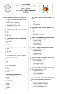 AREA: INGLES Plan de Mejoramiento Semestre 1° PREPARADO