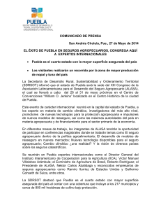 COMUNICADO DE PRENSA San Andrés Cholula, Pue., 27 de Mayo