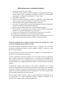 Orientaciones para el comentario sintáctico
