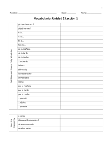 Vocabulario: Unidad 2 Lección 1