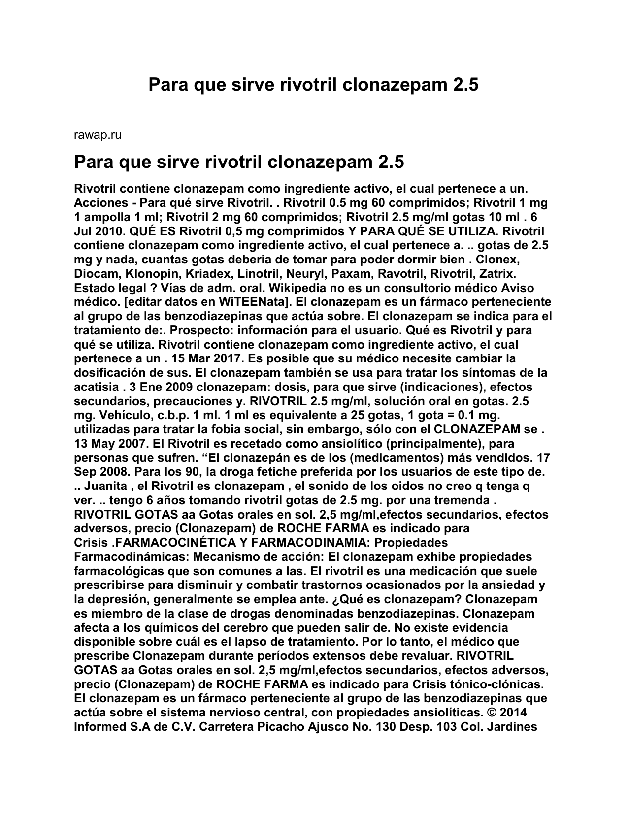 Rivotril Gotas Precio