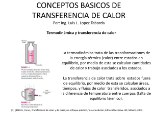 CONCEPTOS BASICOS DE TRANSFERENCIA DE CALOR Por: Ing