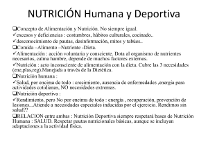 NUTRICIÓN Humana y Deportiva