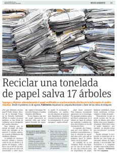 Reciclar una tonelada de papel salva 17 árboles