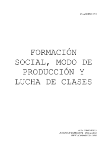 Formación social, modo de producción y lucha de clases