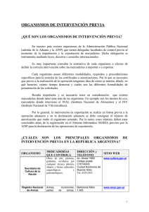 organismos de intervenci&oacute;n previa
