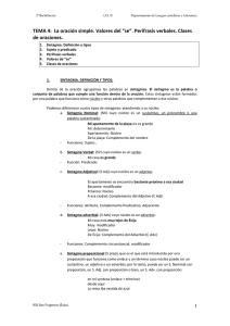 TEMA 4: La oración simple. Valores del “se”. Perífrasis verbales