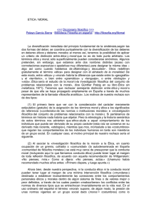 ETICA / MORAL Diccionario filosófico >>> Pelayo García Sierra