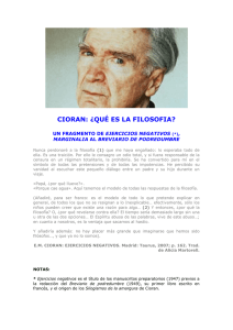 CIORAN: ¿QUÉ ES LA FILOSOFIA?