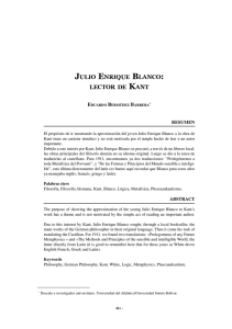 Julio Enrique Blanco: Lector de Kant