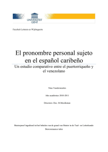 El pronombre personal sujeto en el español caribeño