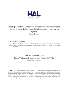 Analogías entre el papel del artículo y de la preposición - Hal-SHS