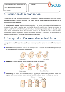 1. La función de reproducción. 2. La reproducción asexual en