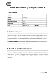 Sílabo de Anatomía y Fisiología Humana II