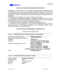 HOJA DE DATOS DE SEGURIDAD DE PRODUCTOS