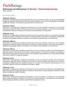 Definiciones de Calificaciones: El Salvador