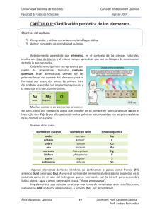 CAPÍTULO II: Clasificación periódica de los elementos.