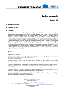 Inglés avanzado - Poniente Formación