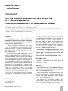 Intervención dietético-nutricional en la prevención de la deficiencia