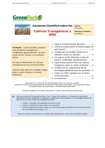 Consenso Científico sobre los Cultivos Transgénicos y