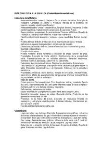 INTRODUCCIÓN A LA QUIMICA (Contenidos mínimos)