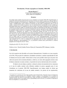 Devaluación y Precios Agregados en Colombia, 1980-1998