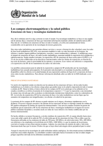Los campos electromagn&eacute;ticos y la salud p&uacute;blica