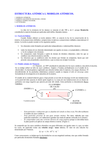 ESTRUCTURA ATÓMICA I. MODELOS ATÓMICOS.