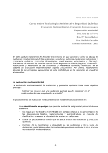 Evaluación Medioambiental. Evaluación Ecotoxicológica