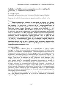 Salinidad por NaCl, crecimiento y nutrientes en Uchuva (Physalis